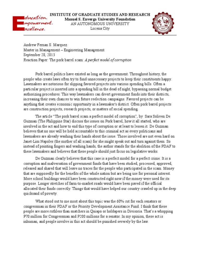 Pork barrel essay picture