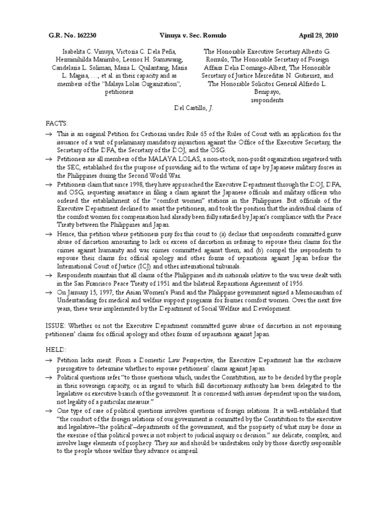Vinuya v sec romulo pdf crime violence crime thriller
