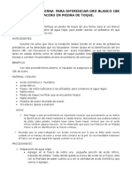 Metodologia Alterna para Diferencia Oro Blanco de Acero en Piedra de Toque