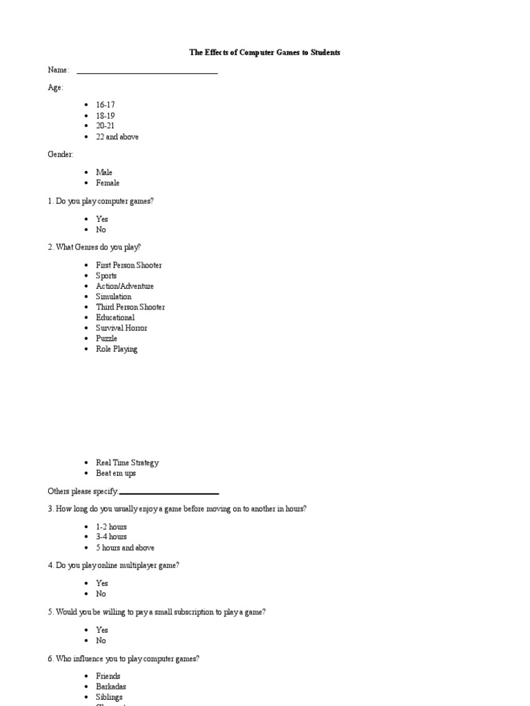 The Effects of Computer Games To Students PDF