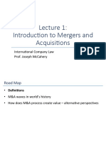 Lecture'1: Introduc - On'To'Mergers'And' Acquisi - Ons: Interna'Onal Company Law Prof. Joseph Mccahery