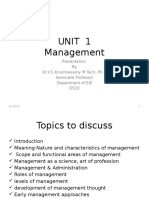 Unit 1 Management: Presentation by Dr.V.S.Krushnasamy M.Tech.,Ph.D Associate Professor Department of EIE Dsce