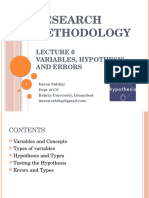 Research Methodology: Variables, Hypothesis and Errors