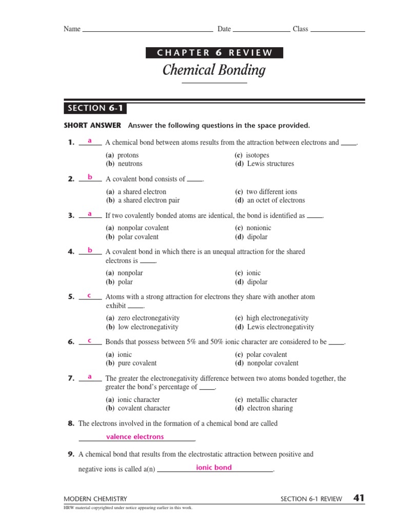 Chemical Bonding: Chapter 6 Review | PDF | Covalent Bond | Ionic Bonding