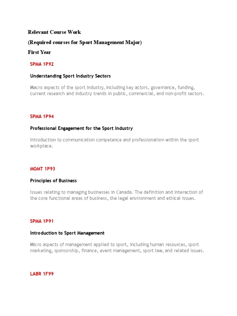 Relevant Course Work - Portfolio | PDF | Career & Growth | Finance ...