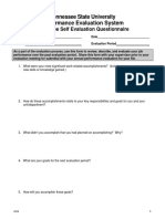 Questionnaire Employee Self Evaluation Template