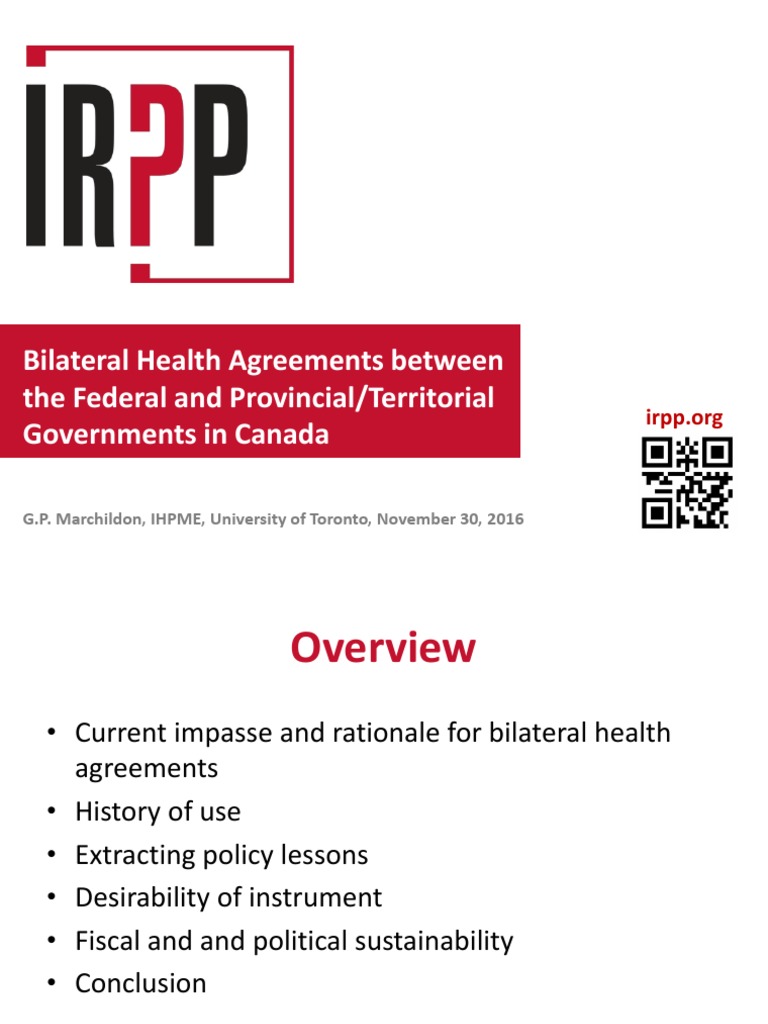 Bilateral Health Agreements Between The Federal and Provincial ...