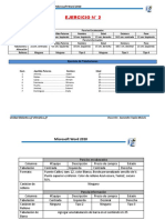 Ejercicio de tabulaciones y formato de tablas en Word 2010