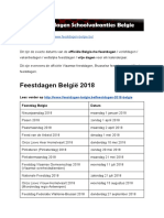 Feestdagen Belgie - Exacte datums op kalender