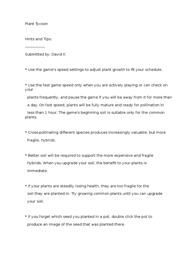 Plant Tycoon | PDF | Plant Nursery | Plants