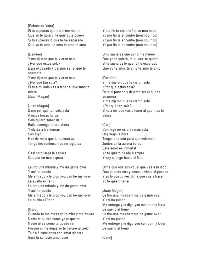 Letras de Sebastián Yatra: Amor y Esperanza | PDF