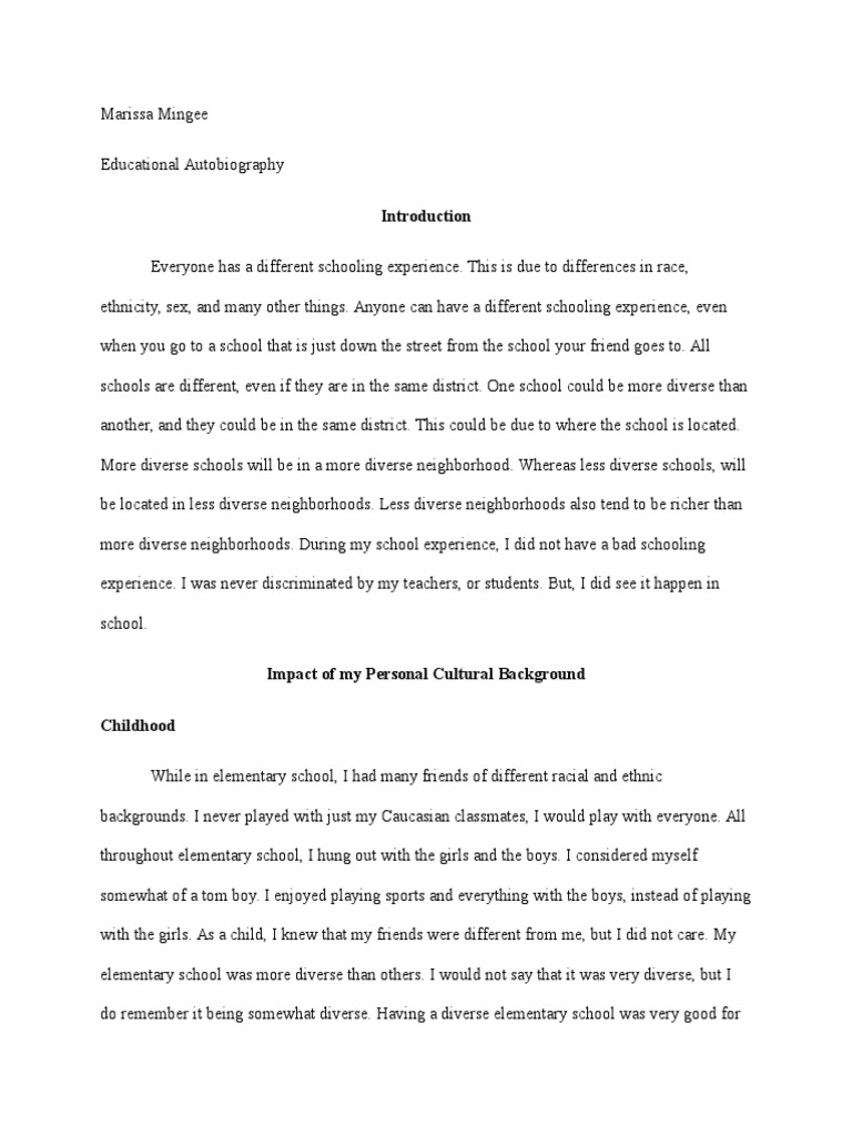 ð Educational autobiography. Educational Autobiography. 2019-01-30