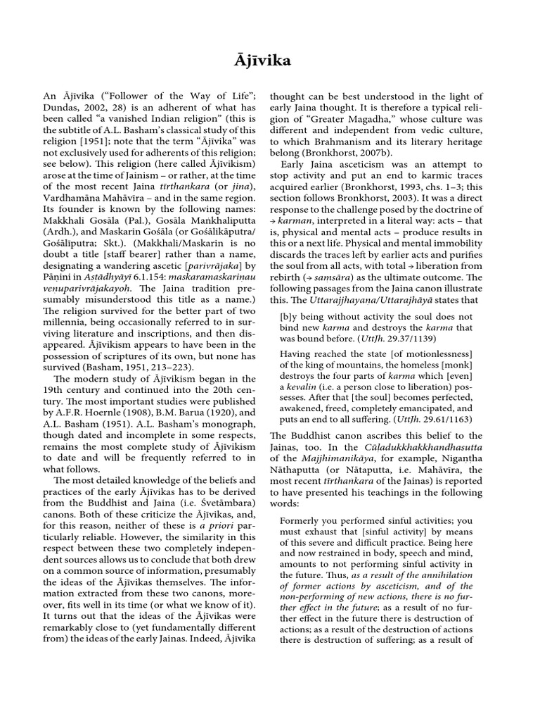 Ajivika PDF PDF Karma Asceticism