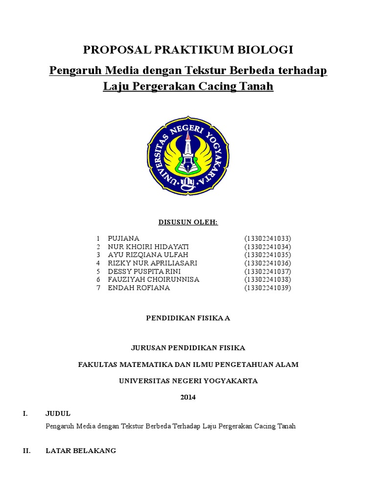 Proposal Praktikum Biologi