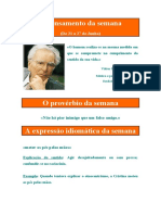 O Pensamento, Provérbio e Expressão Idiomática Da Semana - de 21 A 27 de Junho