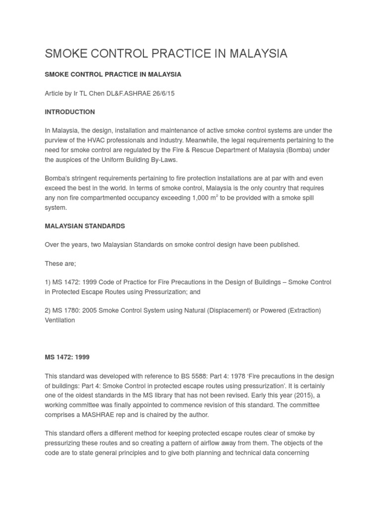 Smoke Control Standards in Malaysia | PDF | Atmosphere Of Earth ...