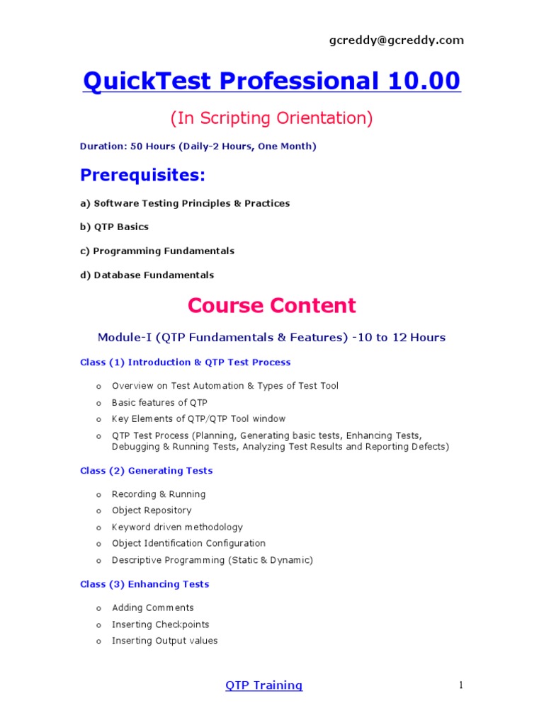 QTP Training | PDF | Software Testing | Software Engineering