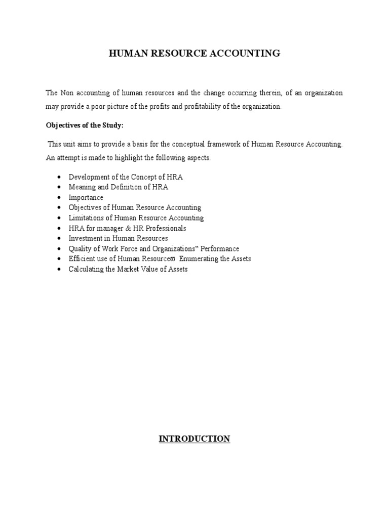 Human Resource Accounting | PDF | Resource | Valuation (Finance)