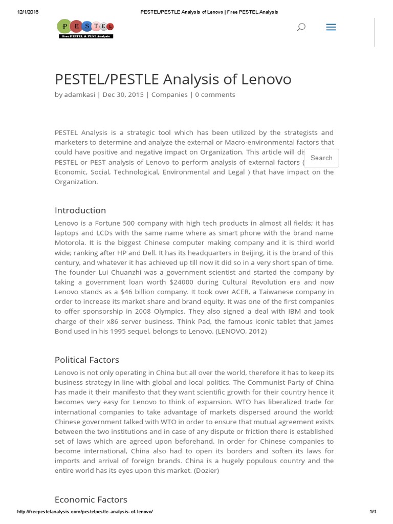 Pestel Pestle Analysis Of Lenovo Free Pestel Analysis Lenovo China