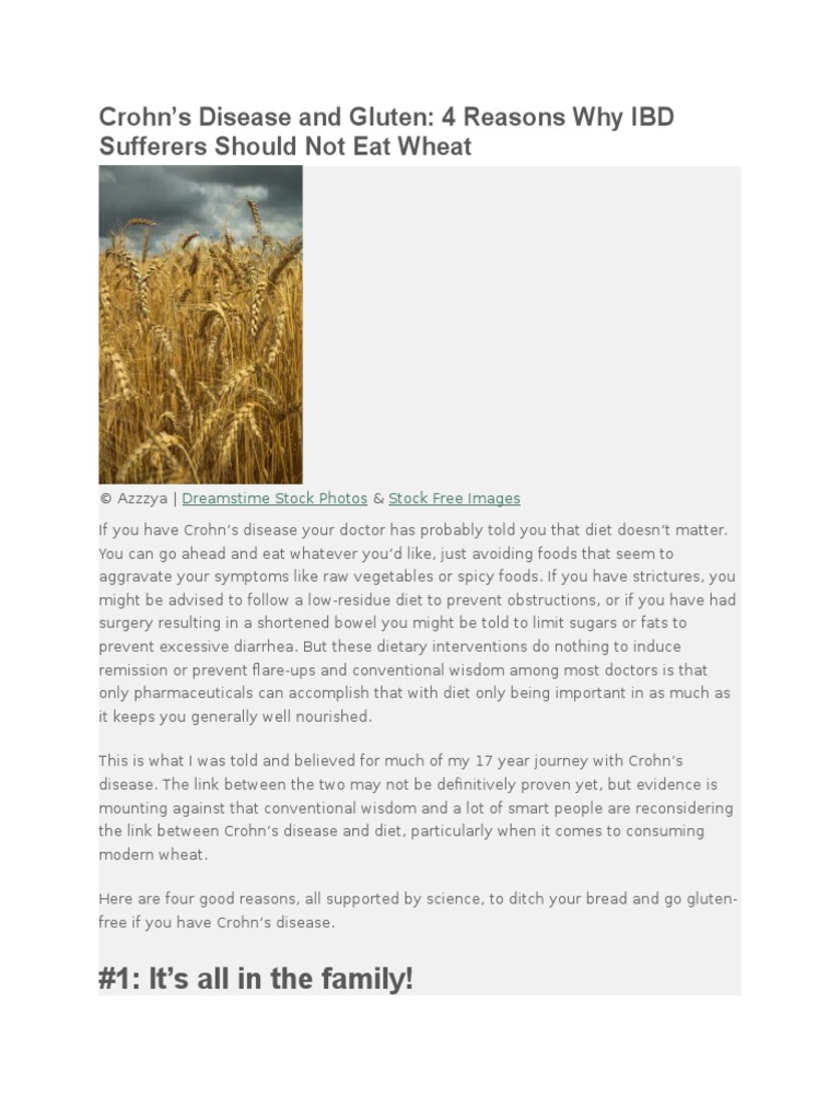 Crohn's Disease and Gluten 4 Reasons Why IBD Sufferers Should Not Eat
