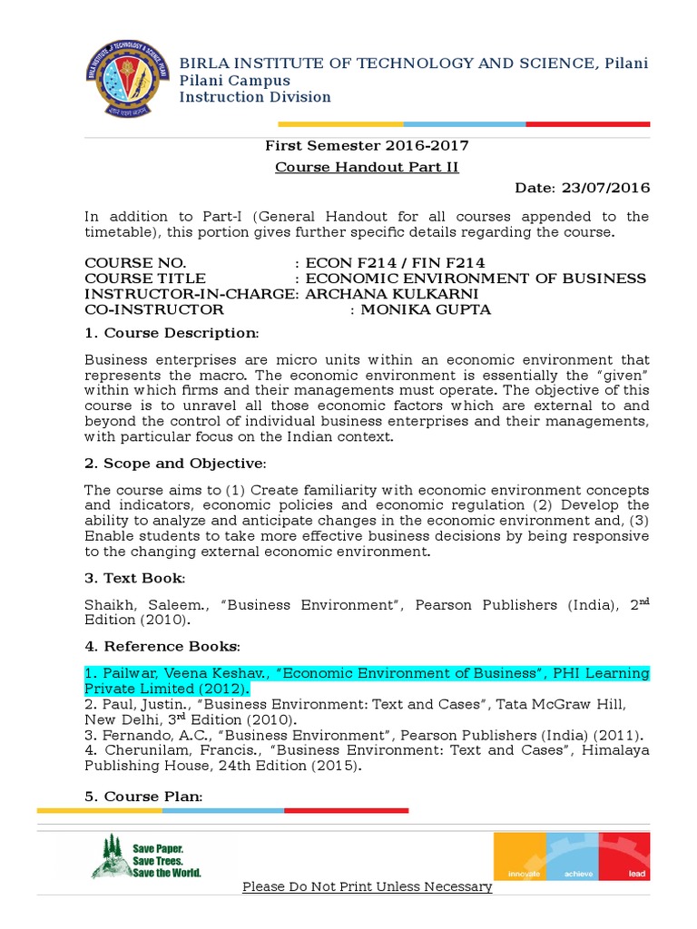 Economic Environment of Business Course | PDF | Business Cycle | Money