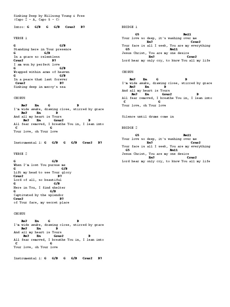 Sinking Deep Capo 2 5 C Bee gees saturday night fever how deep is your love. scribd