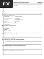 Sound Recording Analysis Worksheet 1