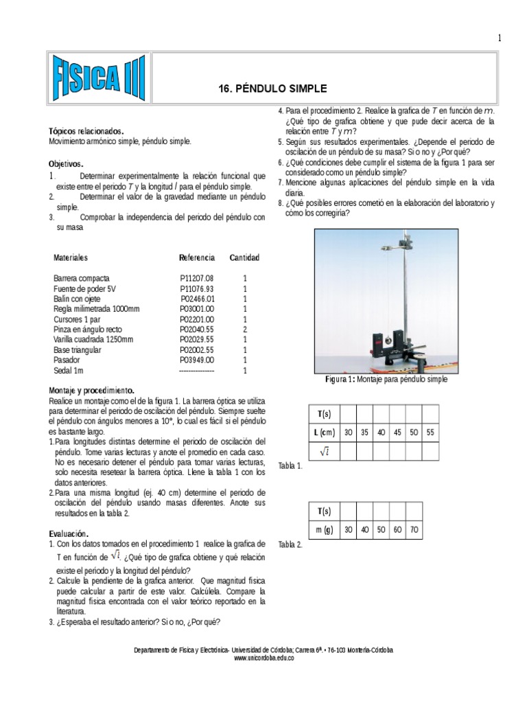 Péndulo Simple | PDF