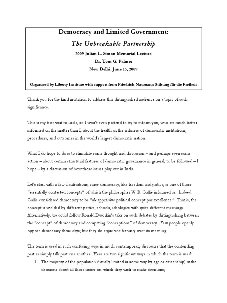 Democracy And Limited Government The Unbreakable Partnership Democracy Political Ideologies