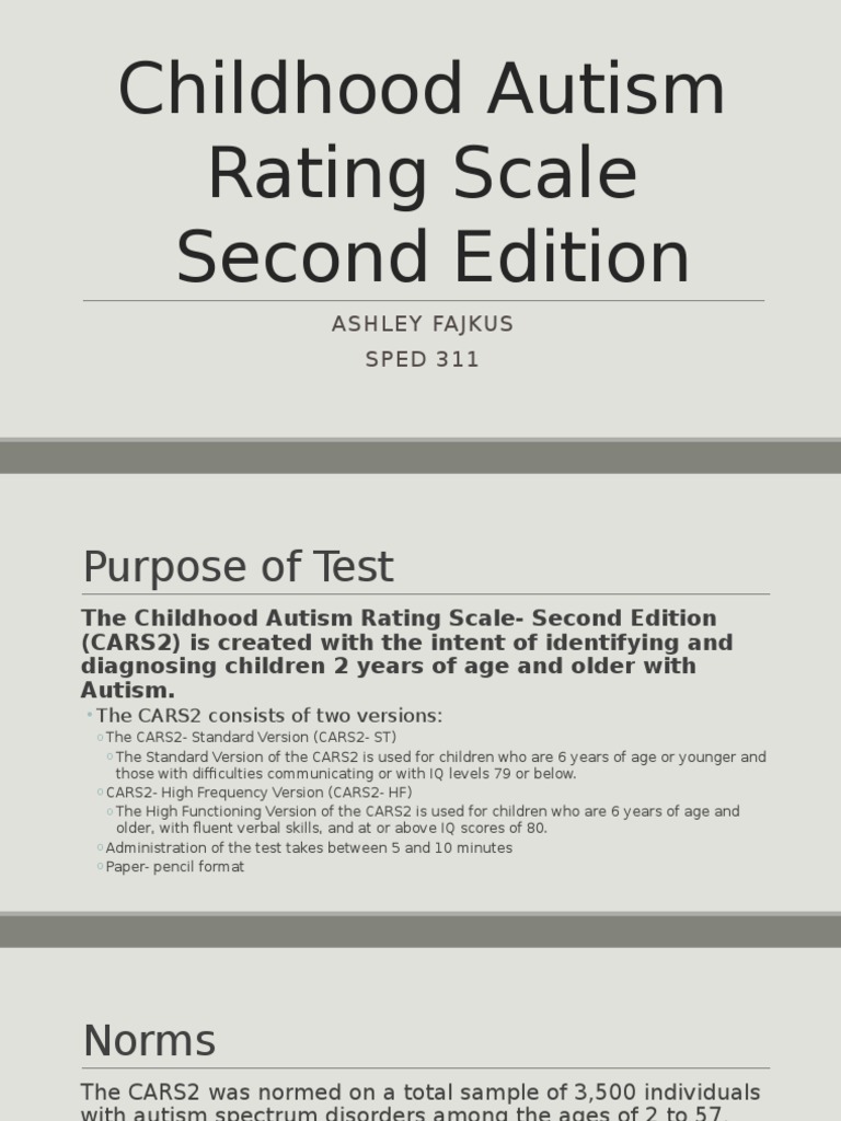 Childhood Autism Rating Scale Second Edition Pp Validity Statistics Autism