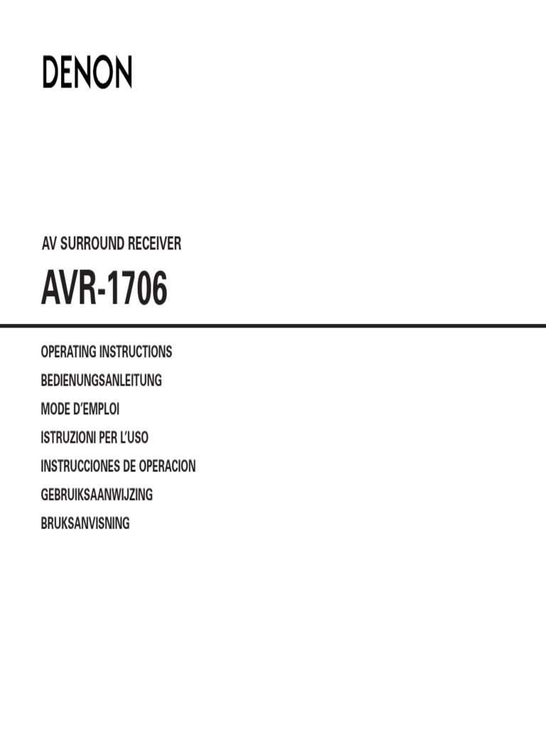 Denon Avr-1706 PDF | PDF | Haut-parleur | Vidéo