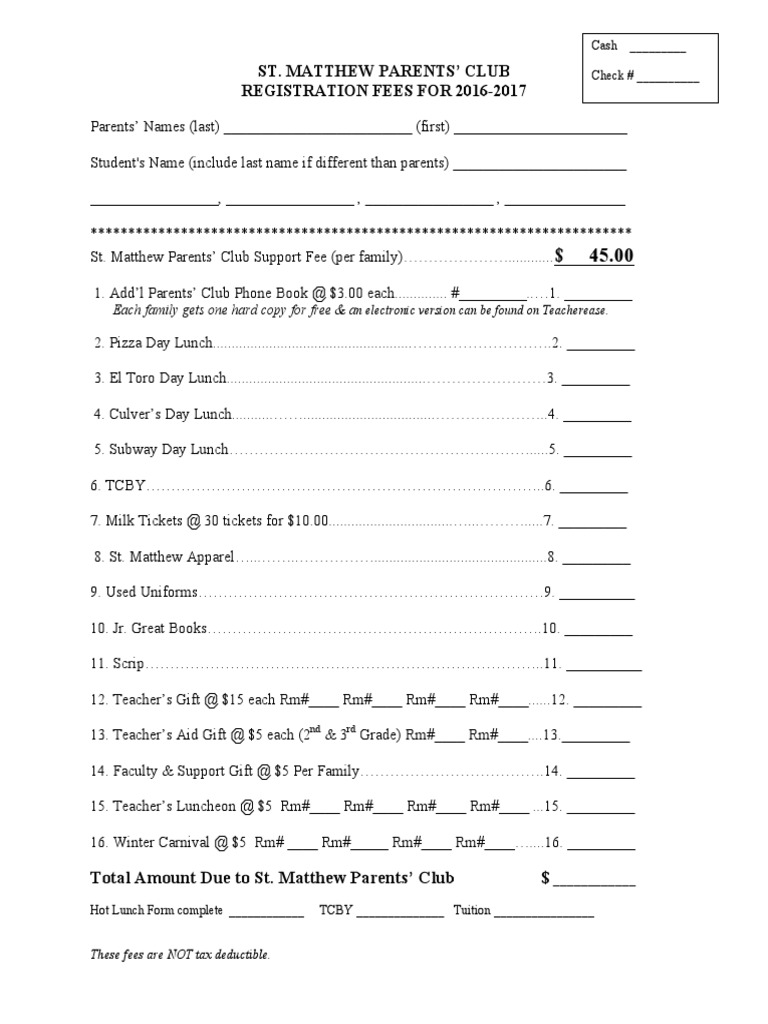 Fee Day Registration Form 2016-17 | PDF
