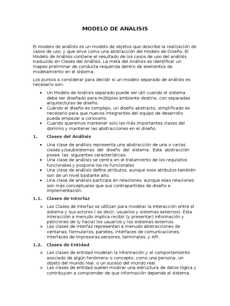 Modelo de Analisis - Resumen | PDF | Caso de uso | Diseño