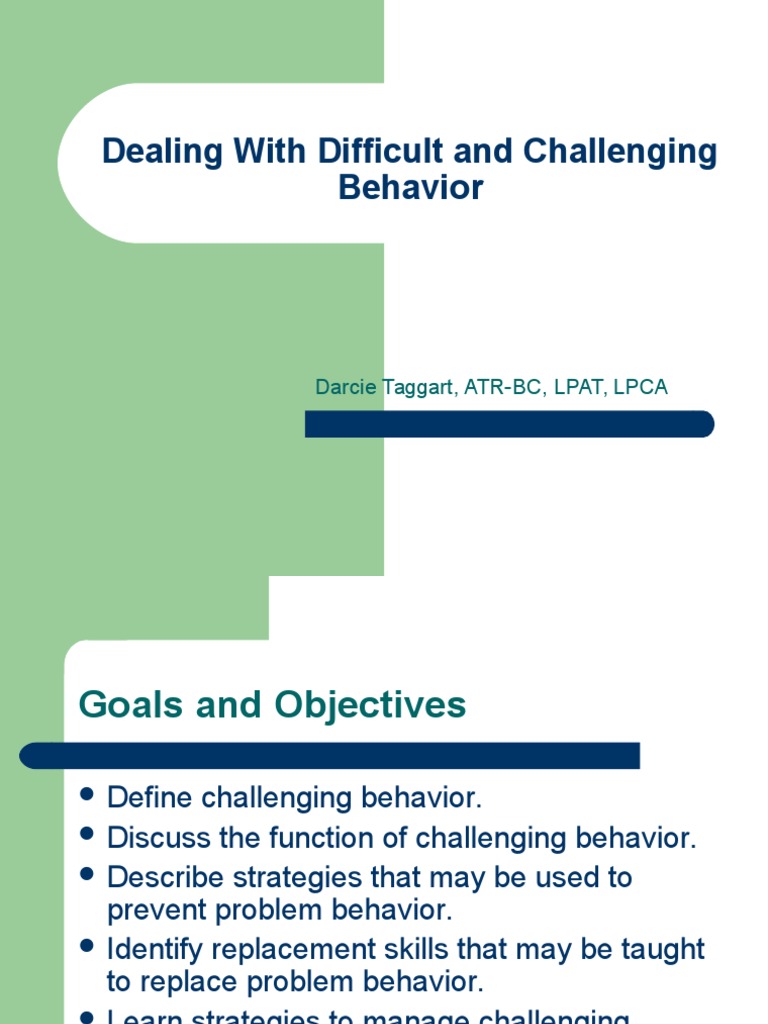 what is difficult or challenging behavior