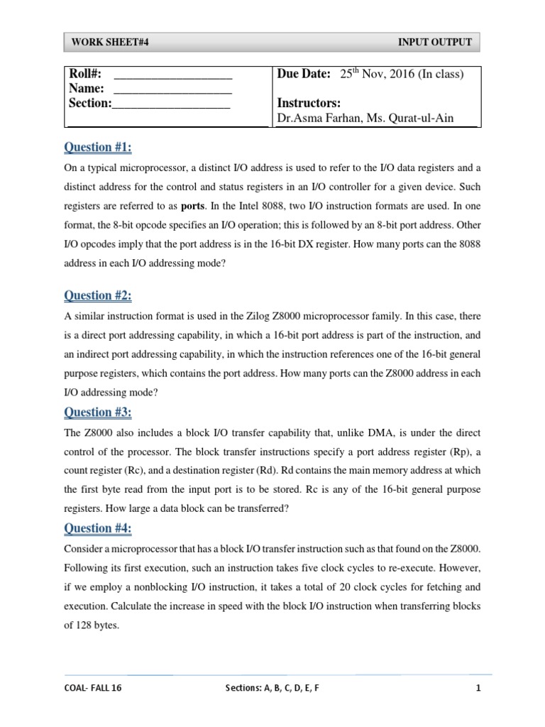 I/O Addressing in Microprocessors | PDF | Input/Output | Central ...