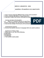 Paper Vi: Linguistics 2014 Attempt Tiny FOUR Questions. All Questions Carry Equal Marks