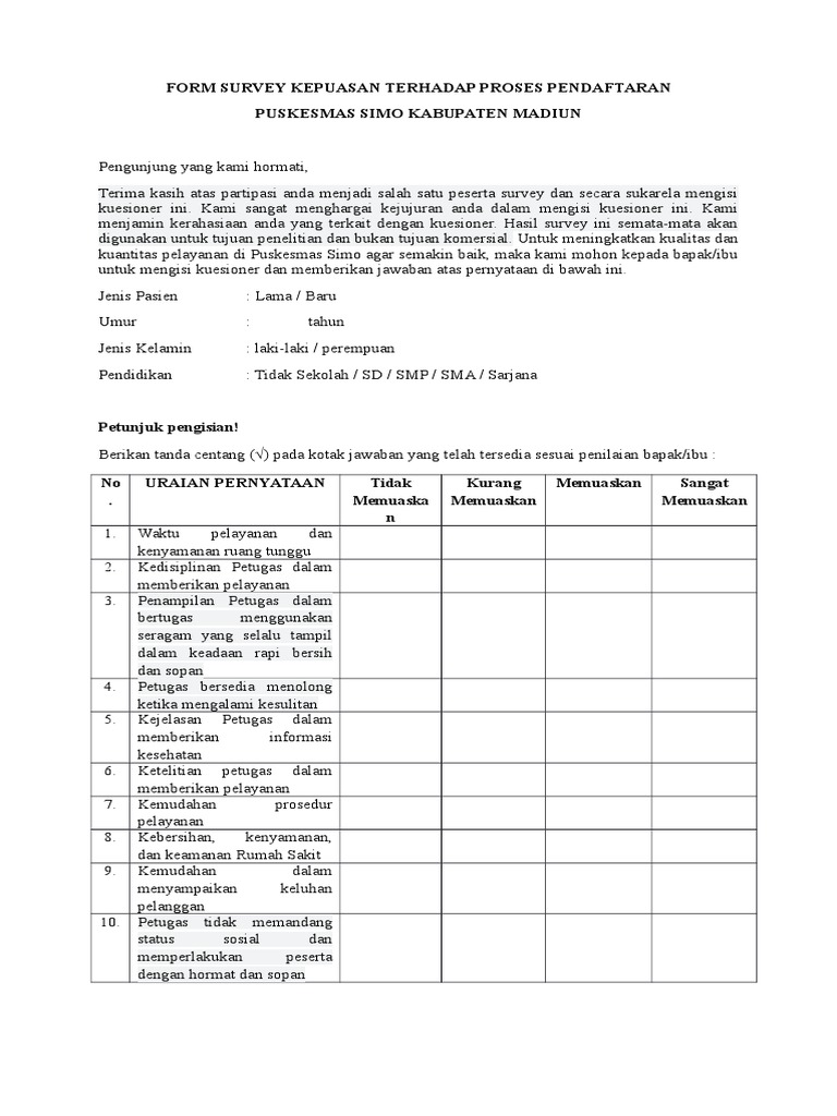 Dokumen.tips Form Survey Kepuasan Pasien