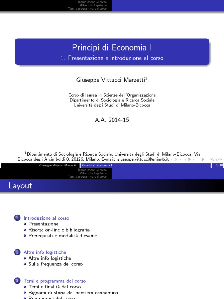 Slide 01. Presentazione e Introduzione Al Corso | PDF