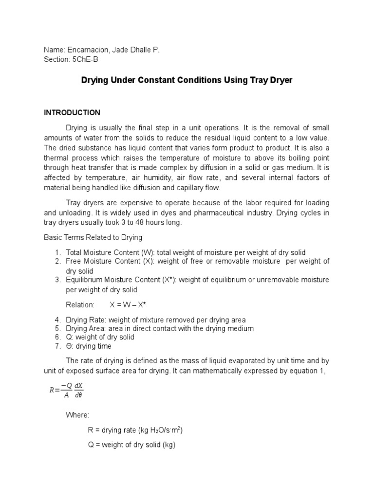 Tray Dryer Experiment Clothes Dryer Liquids