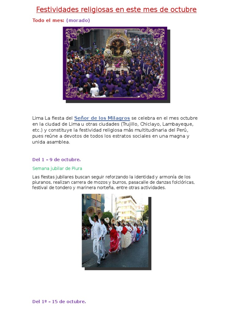 112festividades Religiosas en Este Mes de Octubre | PDF | Religión y ...