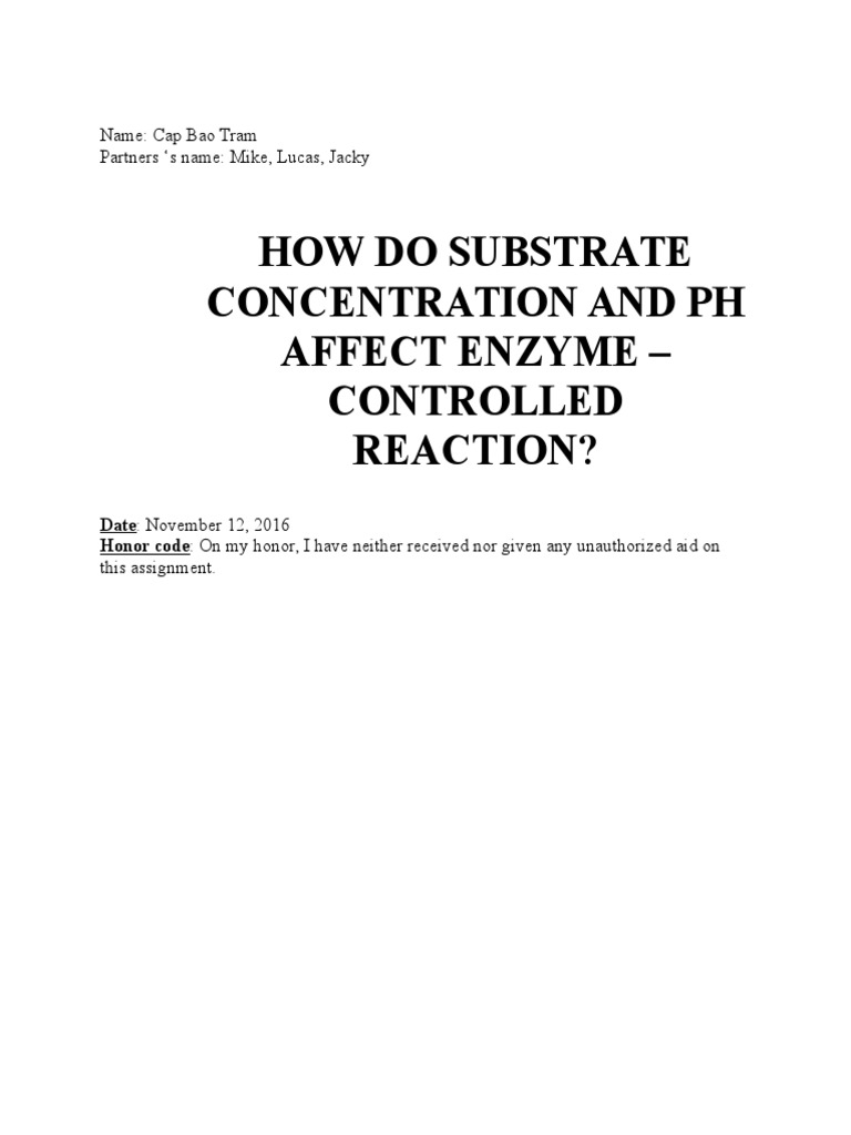 Enzyme Reaction: Substrate & pH Effects | PDF
