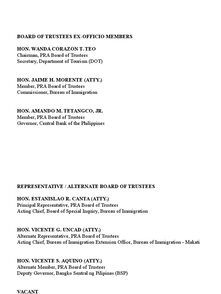 PRA Board of Trustees Overview | PDF