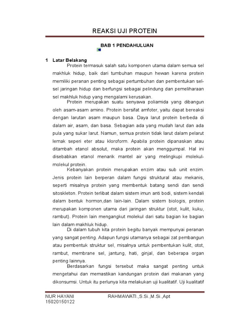 Reaksi Uji Protein Pdf