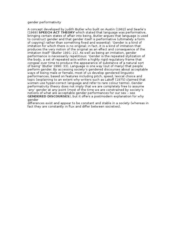 Understanding Gender Performativity | PDF
