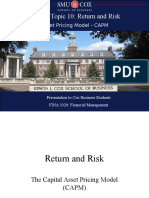 Lecture Topic 10: Return and Risk: Asset Pricing Model - CAPM