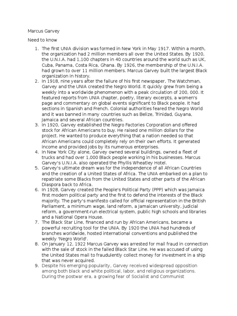 Marcus Garvey, Calvin Coolidge, Herbert Hoover, John Maynard Keynes