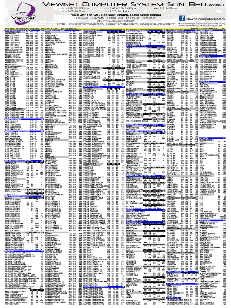 ViewNet Hardware Price 151127 | PDF | Secure Digital | Computer Hardware