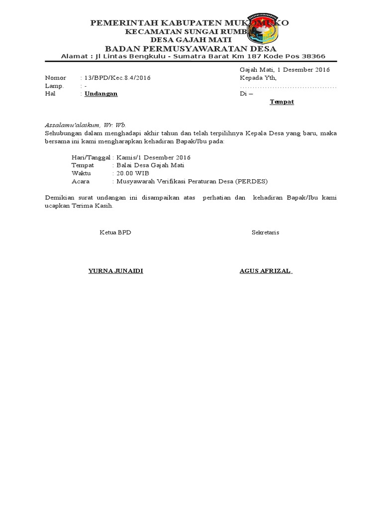 Undangan Perdes