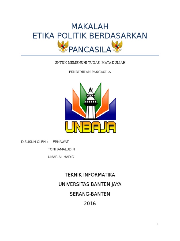 Makalah Etika Politik Berdasarkan Pancasila 1