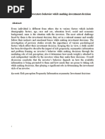 An Analysis of Investors Behavior While Making Investment Decision